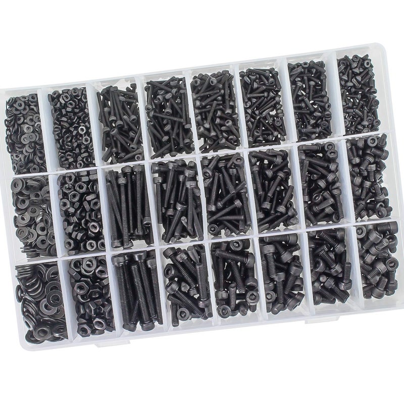 Sutemribor M2 M3 M4 Alloy Steel Screws Nuts and Washers 1200PCS, Sutemribor Hex Socket Head Cap Bolts Screws Nuts Washers Assortment Kit with Hex Wrenches - Image 5